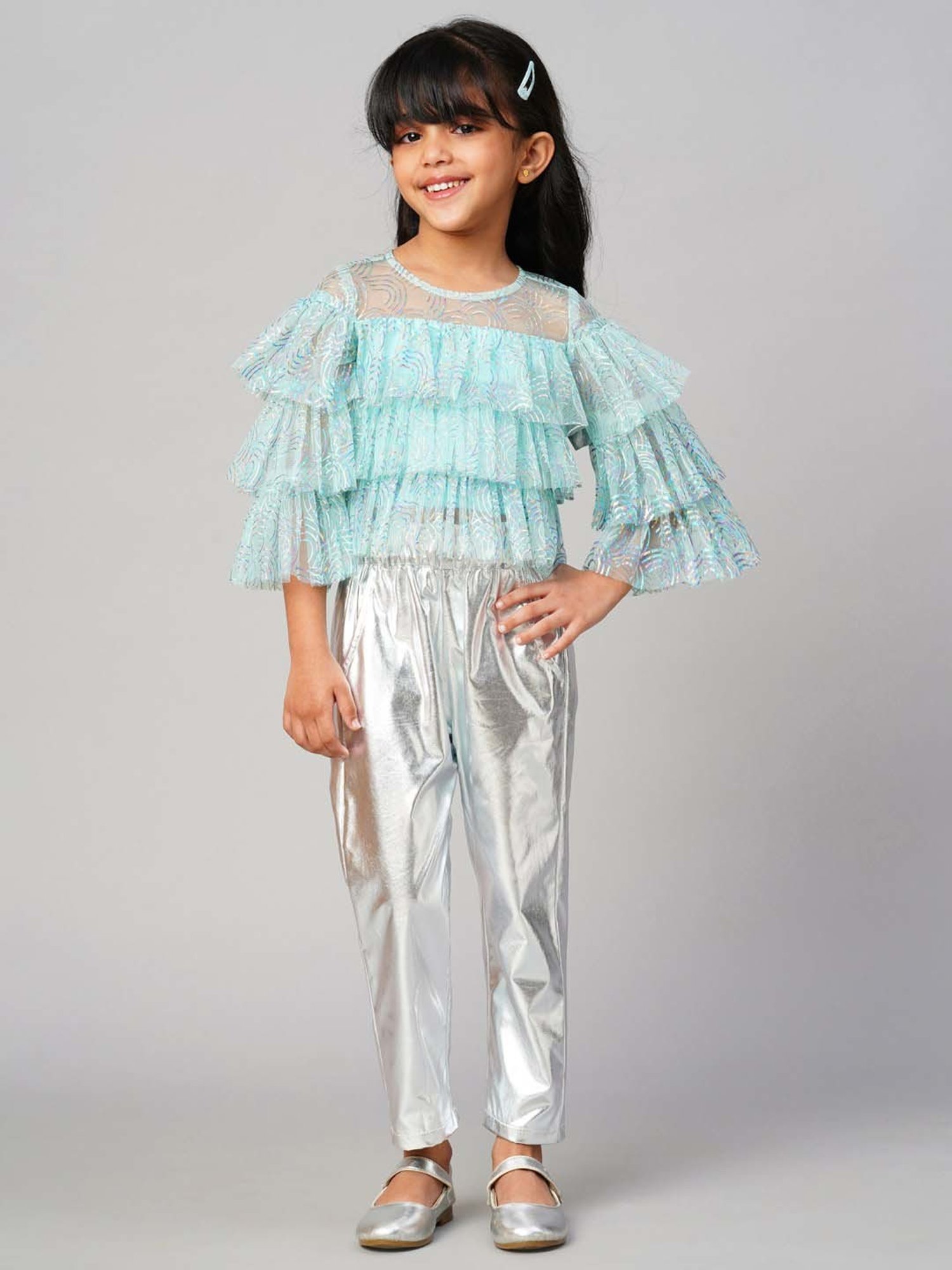 Lil Drama Kids Blue Printed Top