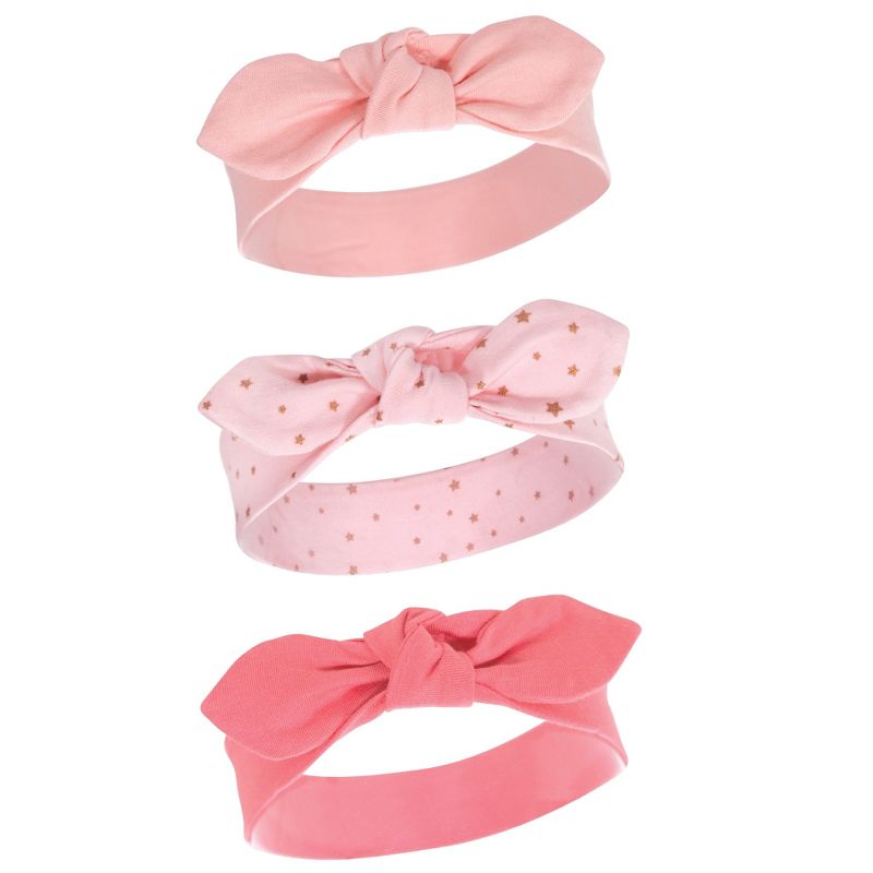 Yoga Sprout Baby and Toddler Girl Cotton Headbands 3pk, Pink Stars, 0-24 Months