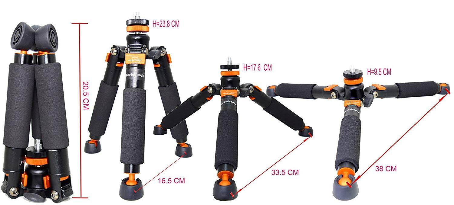 Koolehaoda Mini Tripod & Three Feet Support Stand With 1/4-3/8" Screw For Monopods-SLR Camera Ball Head (A3-Tripod holder)