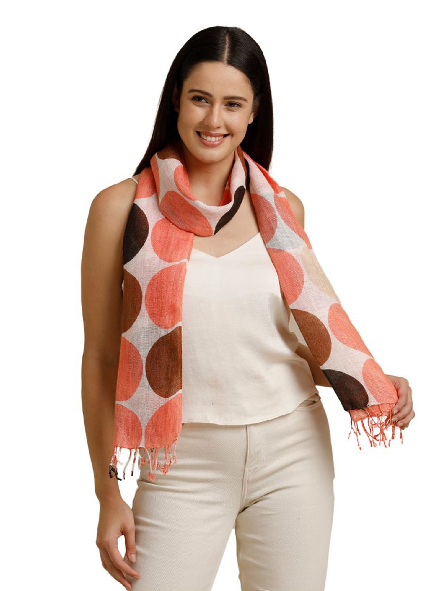 Linen Club Multicolor Printed Pure Linen Stole