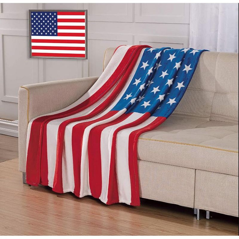 July 4th Stars & Stripes American Flag Ultra Lush Oversized Throw Blanket (50" x 70")