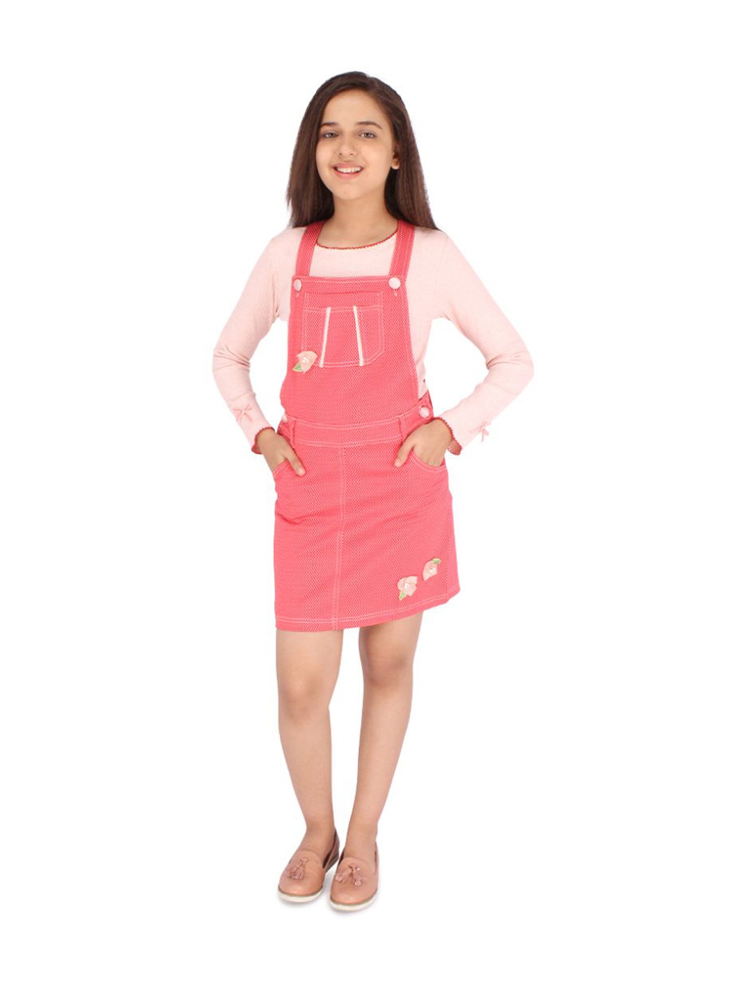 Cutecumber Kids Pink & White Printed Full Sleeves Dress