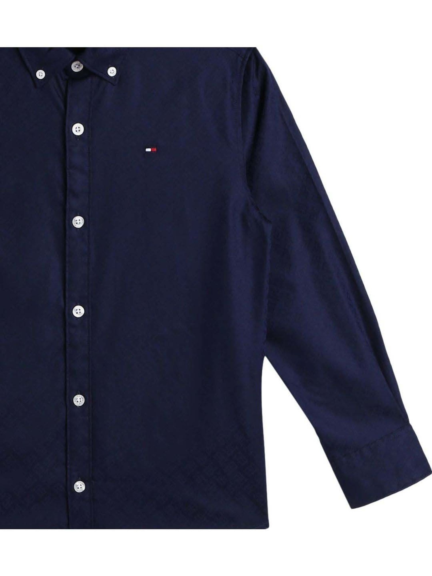 Mothercare Kids Blue Cotton Self Pattern Full Sleeves Shirt