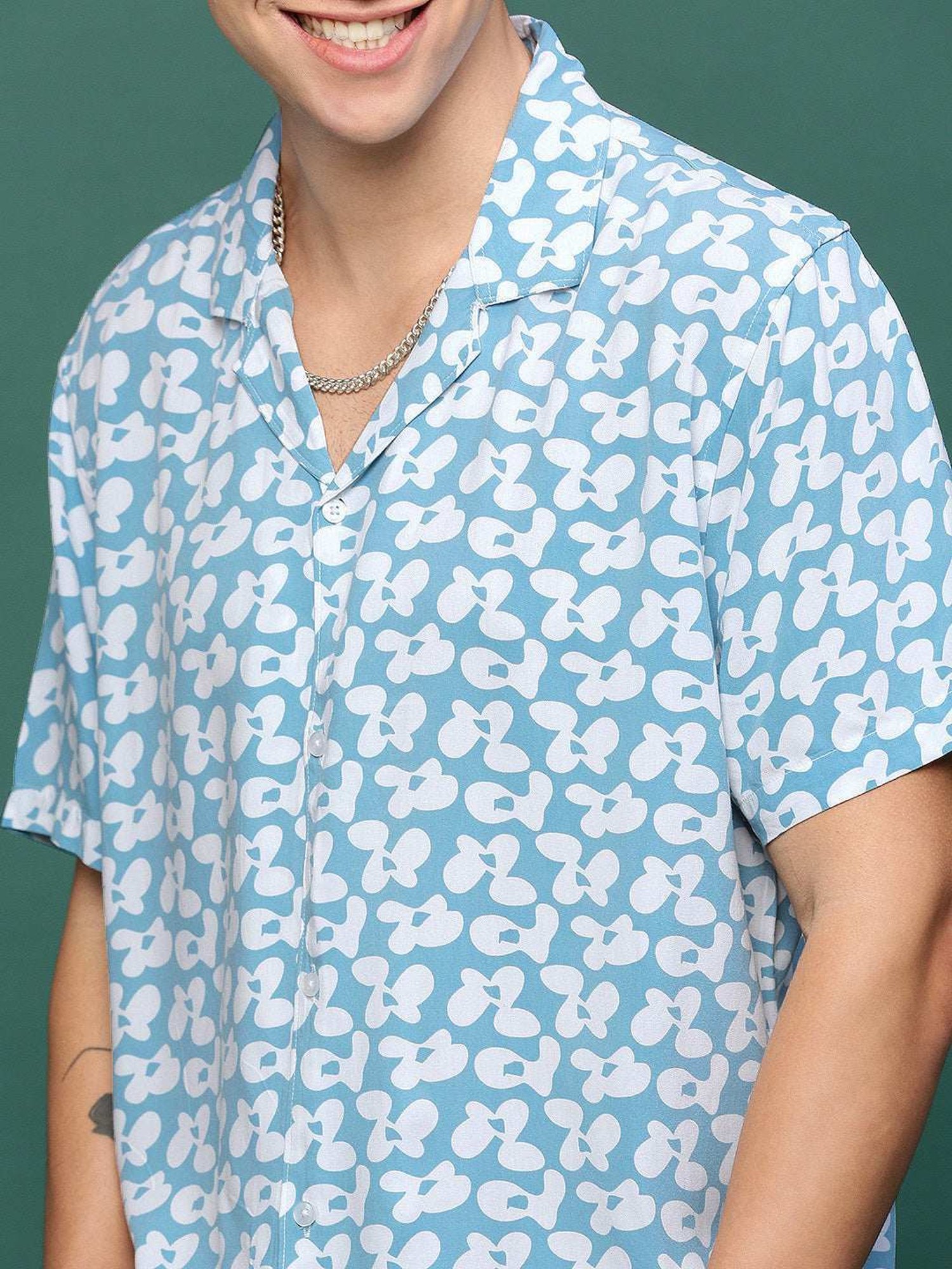 Spykar Blue Cotton Slim Fit Checks Shirt