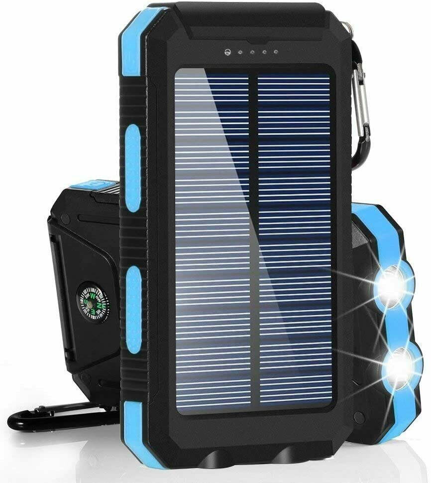 2021 Waterproof Solar Power Bank 900000mAh Portable External Battery Charger US