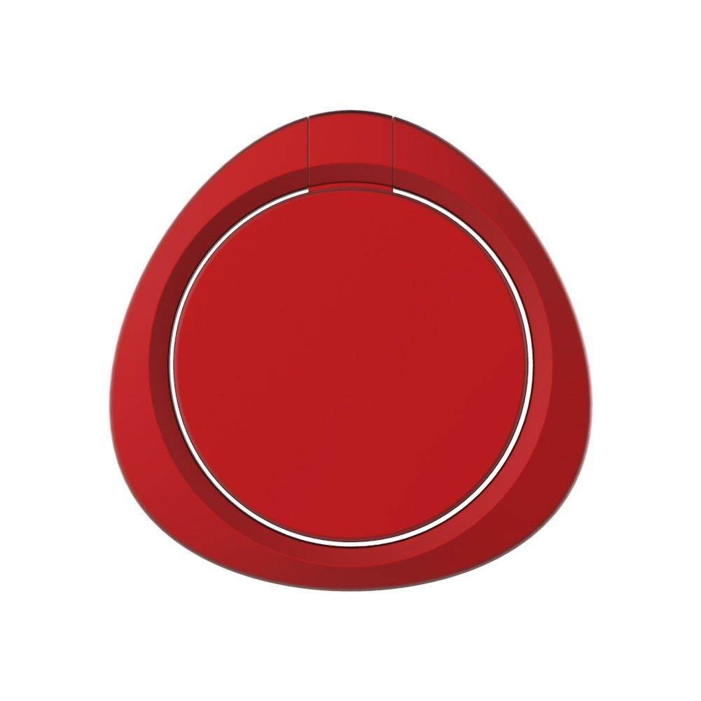 EIGIIS Ultra-Thin Cell Phone Finger Ring Stand 360 Degree Rotation 180 Degree Flip With 3m AdhesiveFor Smart Mobilephone Tablet (Red)