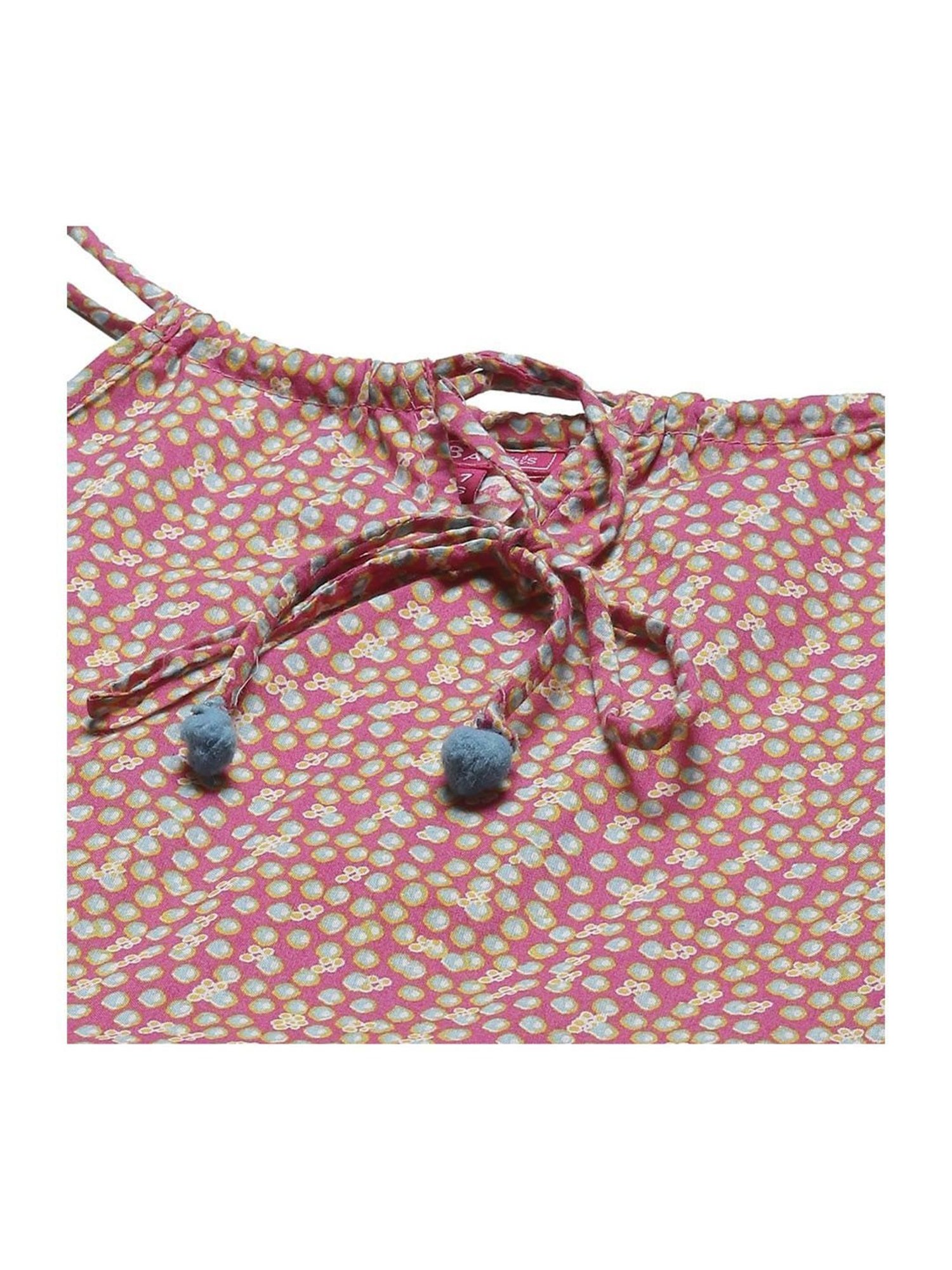 Biba Girls Pink Cotton Printed Top