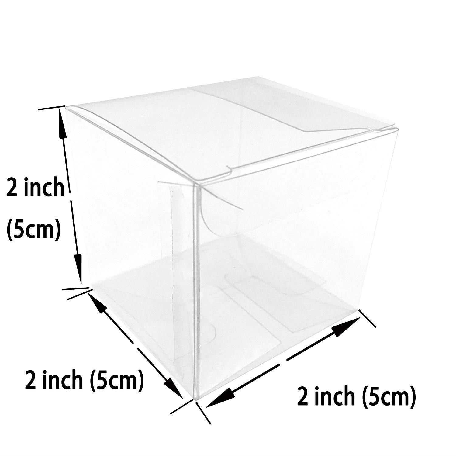 Clear Cube Box Transparent Candy Box Plastic Thank You Treat Boxes Wedding Party Favors Baby Shower Party Boxes Supplies 2x2x2 Inch, 50pc
