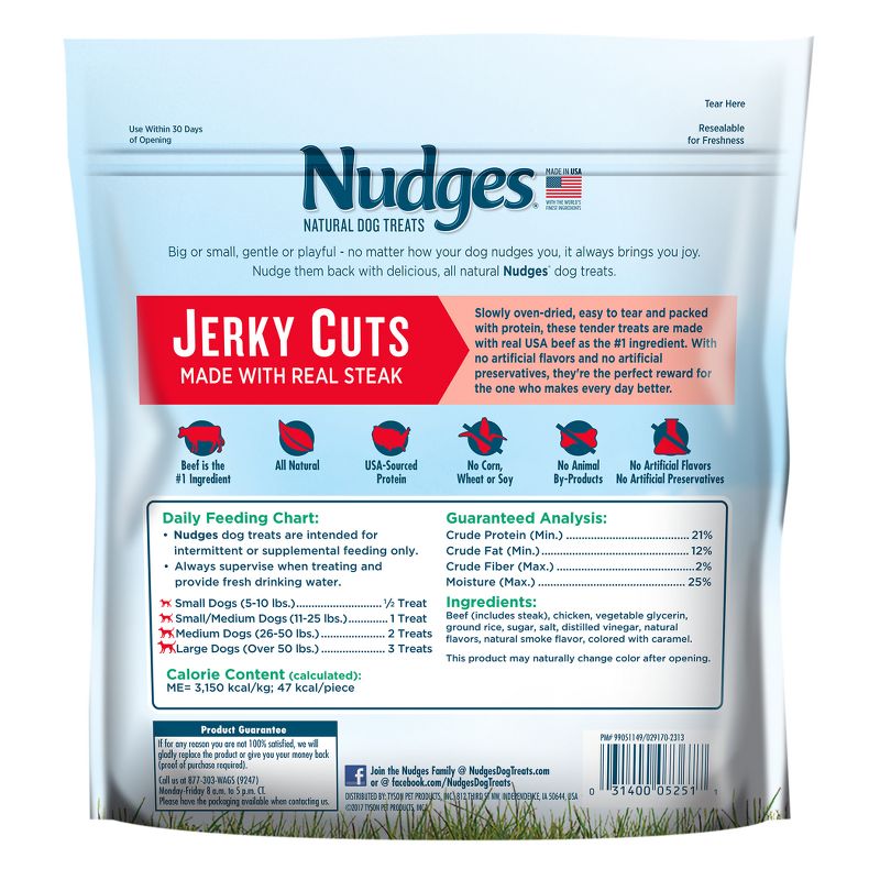 Nudges Beef Steak Jerky Cuts Natural Dog Treats - 16oz