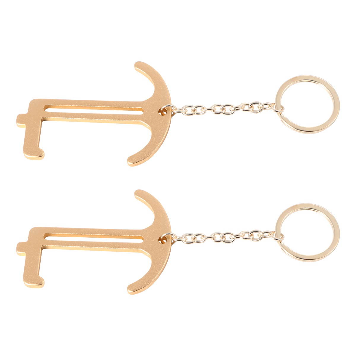 2PCS Portable EDC Door Opening Tool Mini EDC Door Opener Hygiene Door Opening Closing Key Chain (Golden)