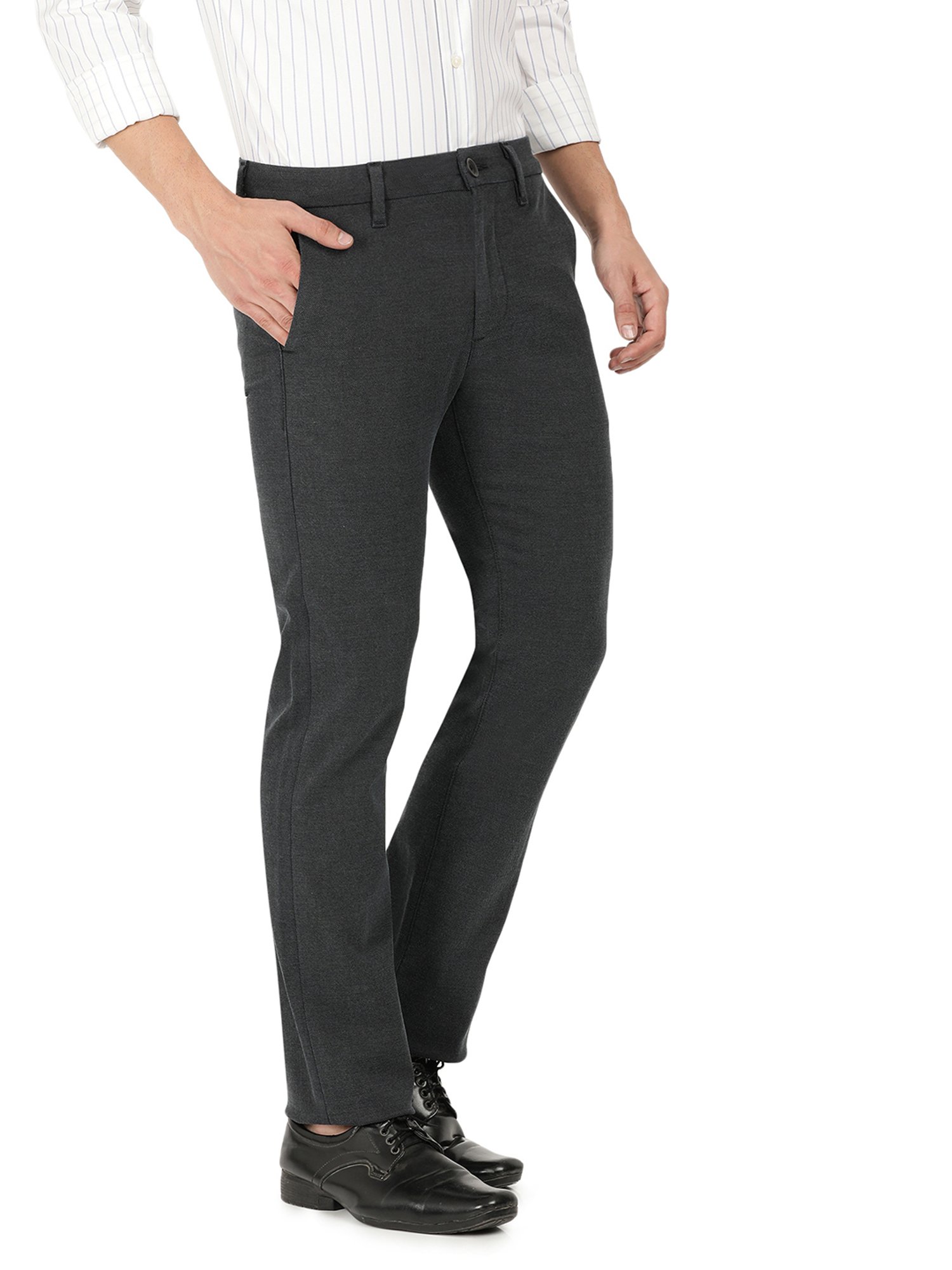 EVERBLUE Stay Grey Midrise Cross Pocket Trousers