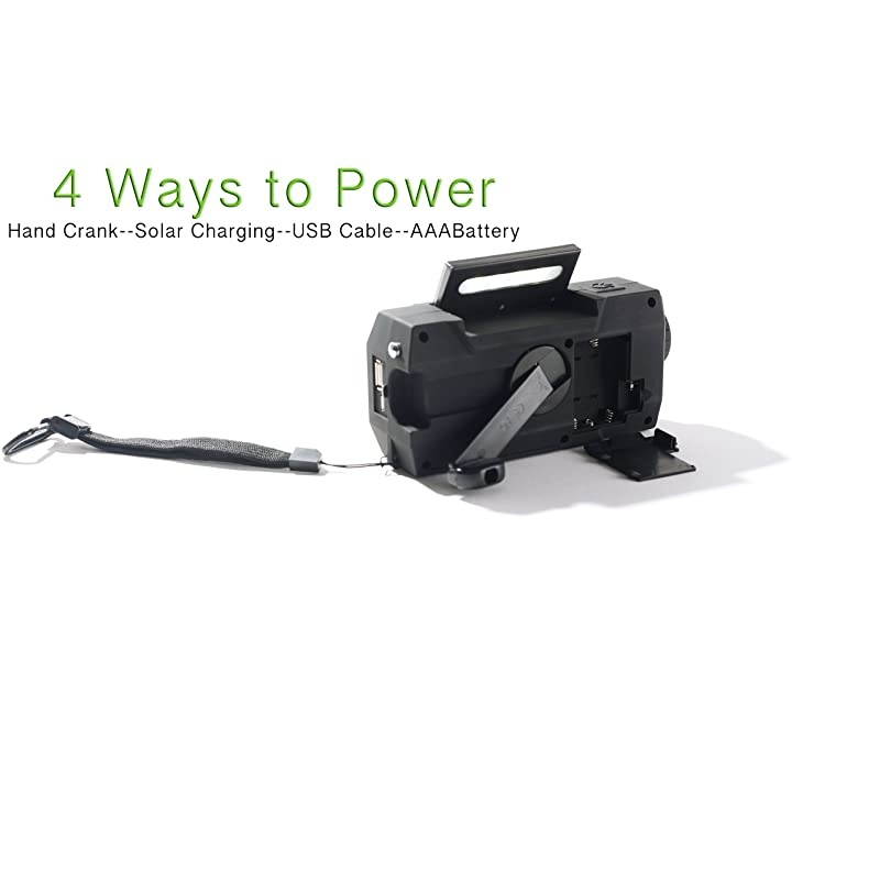 Hand Crank AM FM Radio Emergency NOAA Weather Radio + USB 2000mAh Power Bank Phone Charger amp LED Flashlight wSOS Bonus Survival Paracord Bracelet Magnesium Flint Fire Starter Compass Whistle