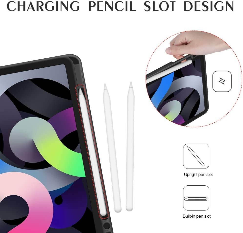 iPad Air 4th Gen Case Keyboard 2020 10.9 iPad - 2020/2018 11 iPad - Wireless Detachable BT Keyboard with Pencil Holder Charging - Auto Sleep/Wake Smart Cover (for 10.9/11 iPad Black)