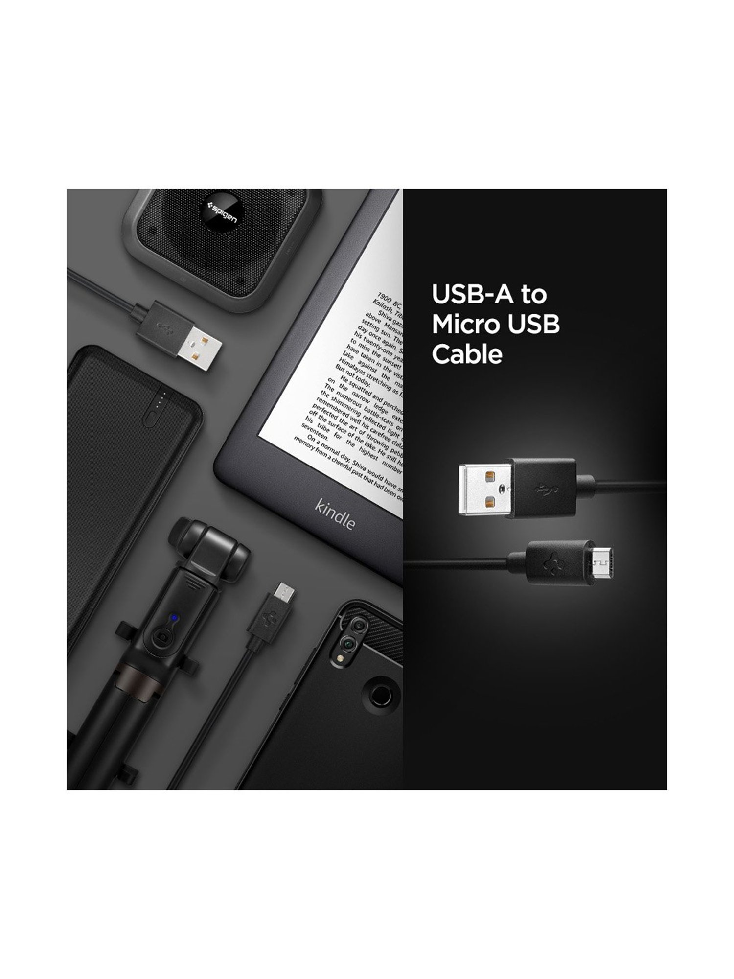 Spigen C11BMP Micro USB-A Fast Charging Cable (1m) - Black