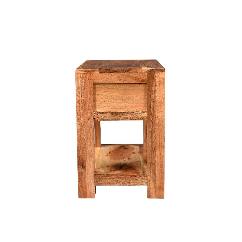 Ajmer Nightstand Solid Wood Bedside Table Natural - Timbergirl
