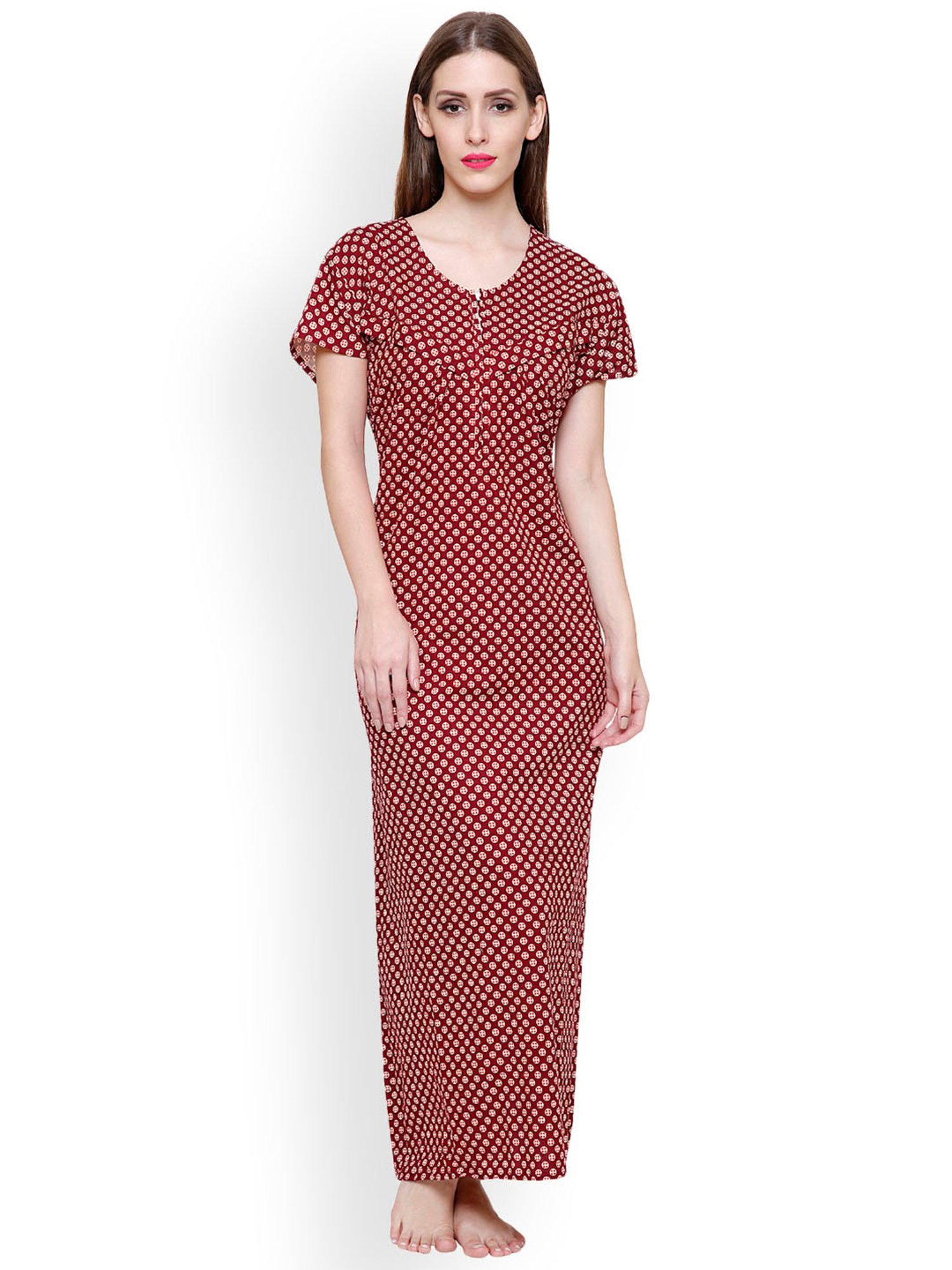 Secret Wish Maroon Printed Nighty