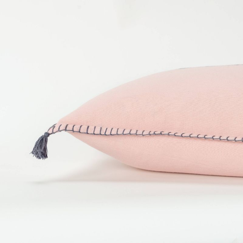 14"x26" Geometric Patterning Polyester Filled Pillow Blush - Donny Osmond Home