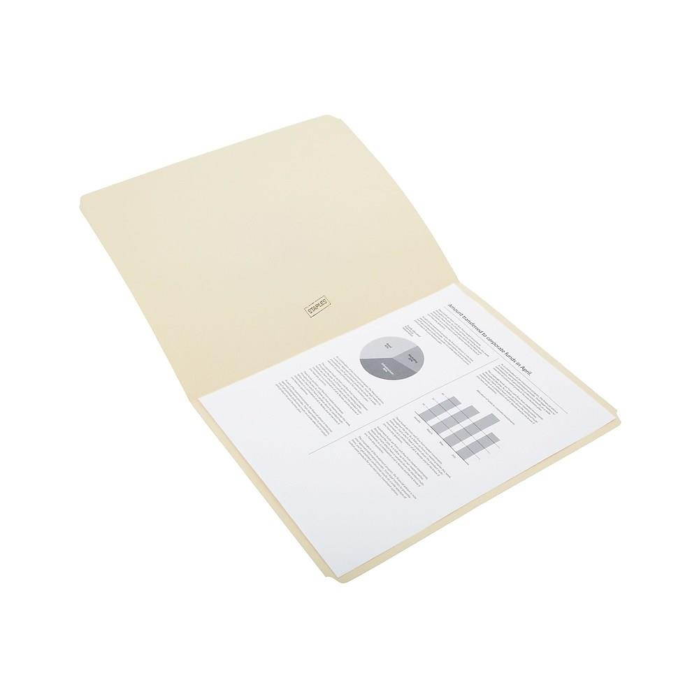 Staples Manila File Folders Single Tab Letter Straight Cut 50/Box 541086