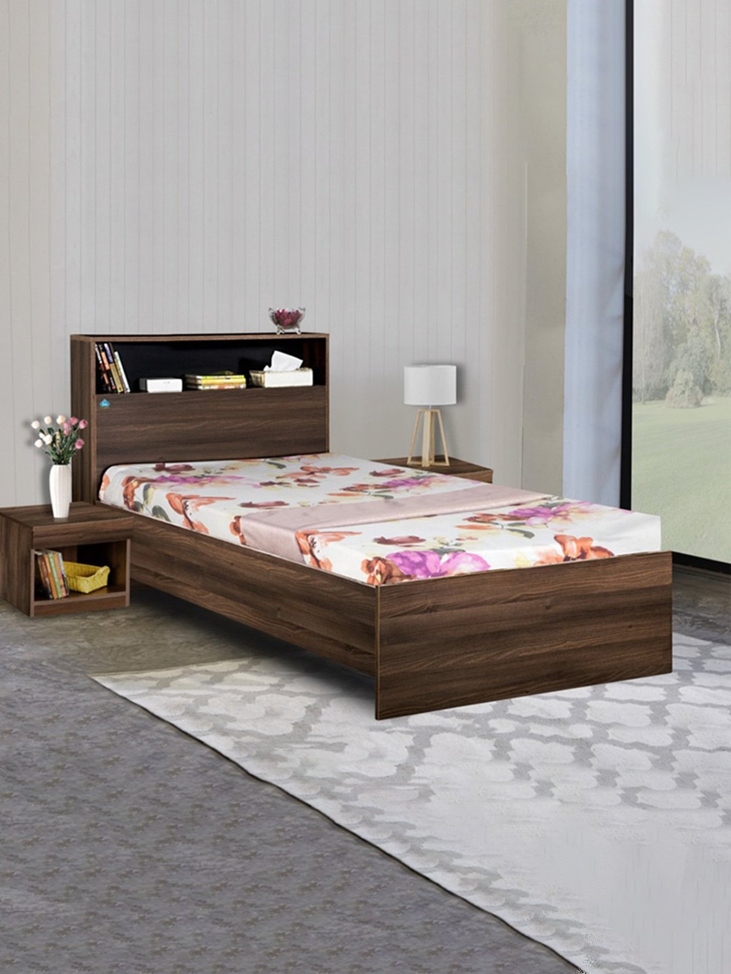 Delite Kom Urban Acacia Dark Engineered Wood Single Bed