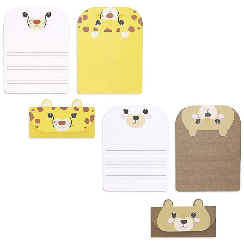 Paper Junkie 48-Pack Animal Theme Trifold Stationery Cash Money Letter Envelopes, 3.5 x 7.25 In