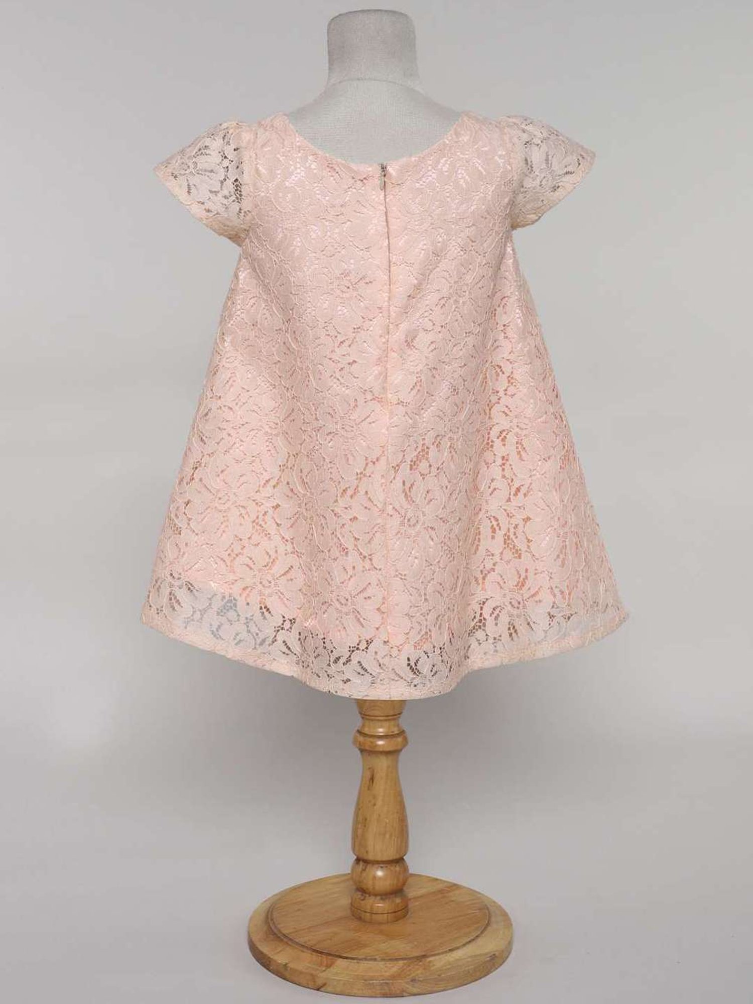 Many Frocks Kids Peach Embroidered Dress