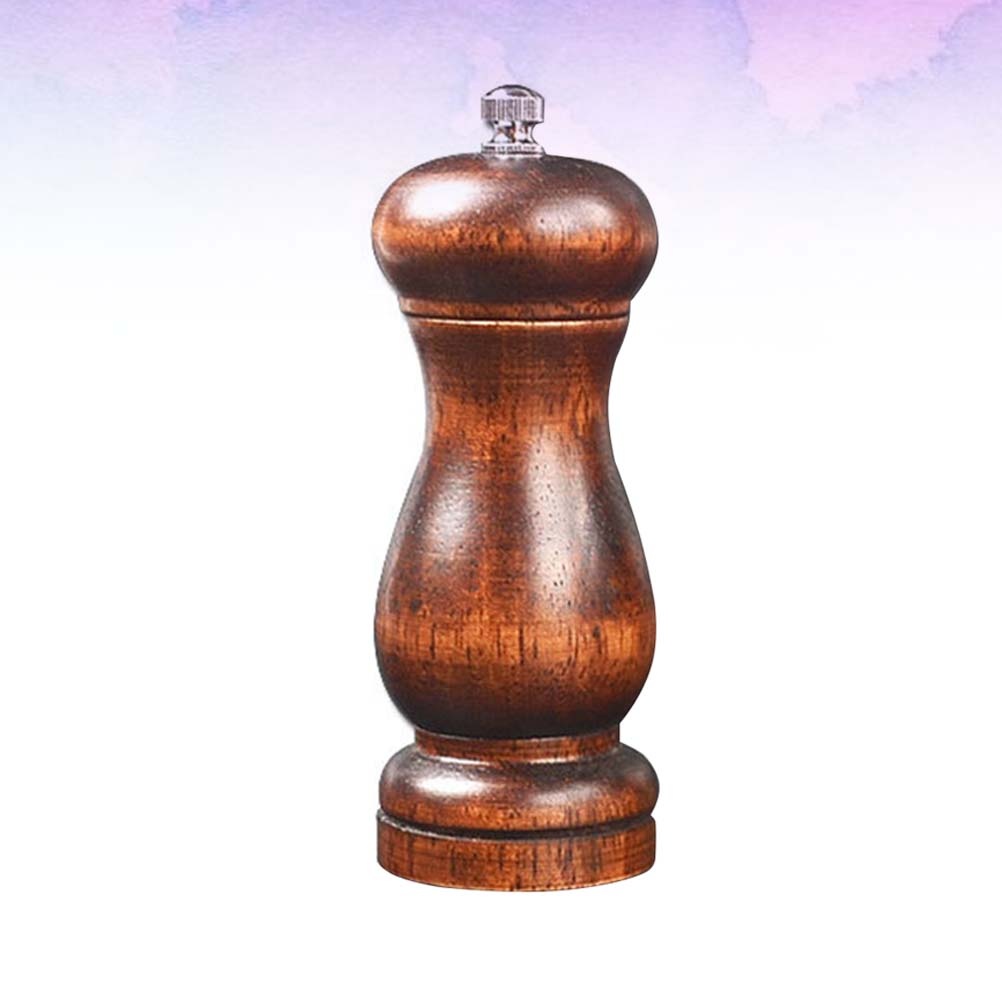 1pc Manual Wooden Pepper Grinder Pepper Mill Salt Container Kitchen Gadget for Home (5 Inches Brown)