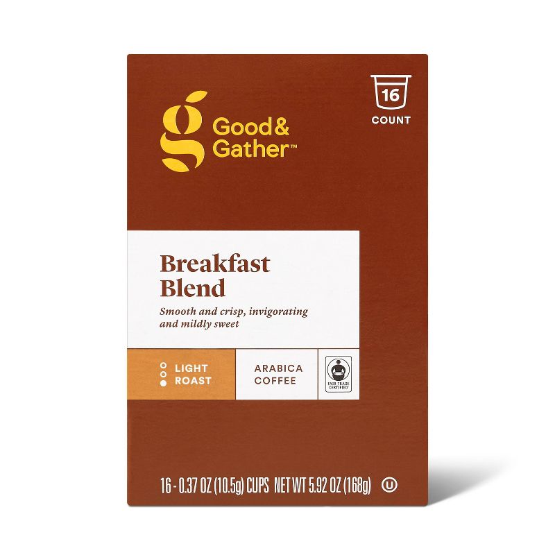 Breakfast Blend Light Roast Coffee - 16ct Single Serve Pods - Good & Gather™