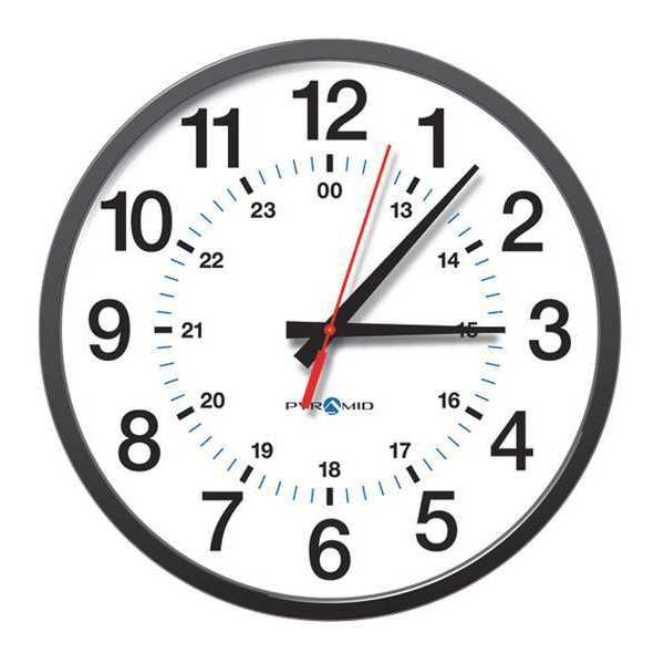 PYRAMID 9A13DG 13-1/4" Analog Wireless Synchronized Wall Clock, Black