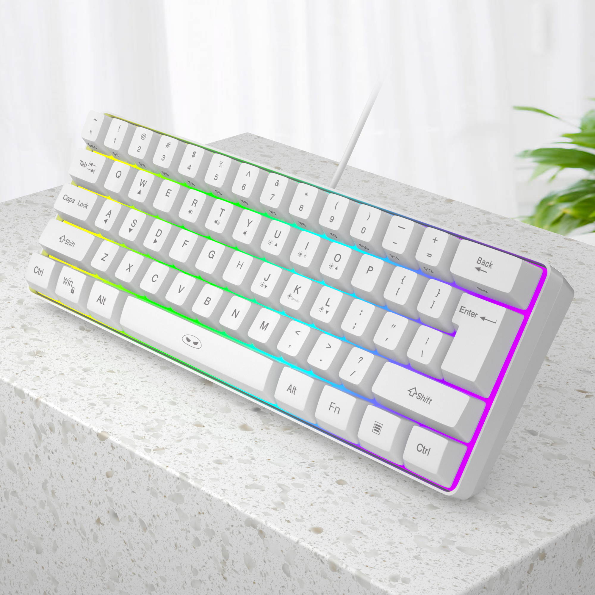MageGee TS91 Mini 60% Gaming/Office Keyboard,Waterproof Keycap Type Wired RGB Backlit Compact Computer Keyboard for Windows/Mac/Laptop