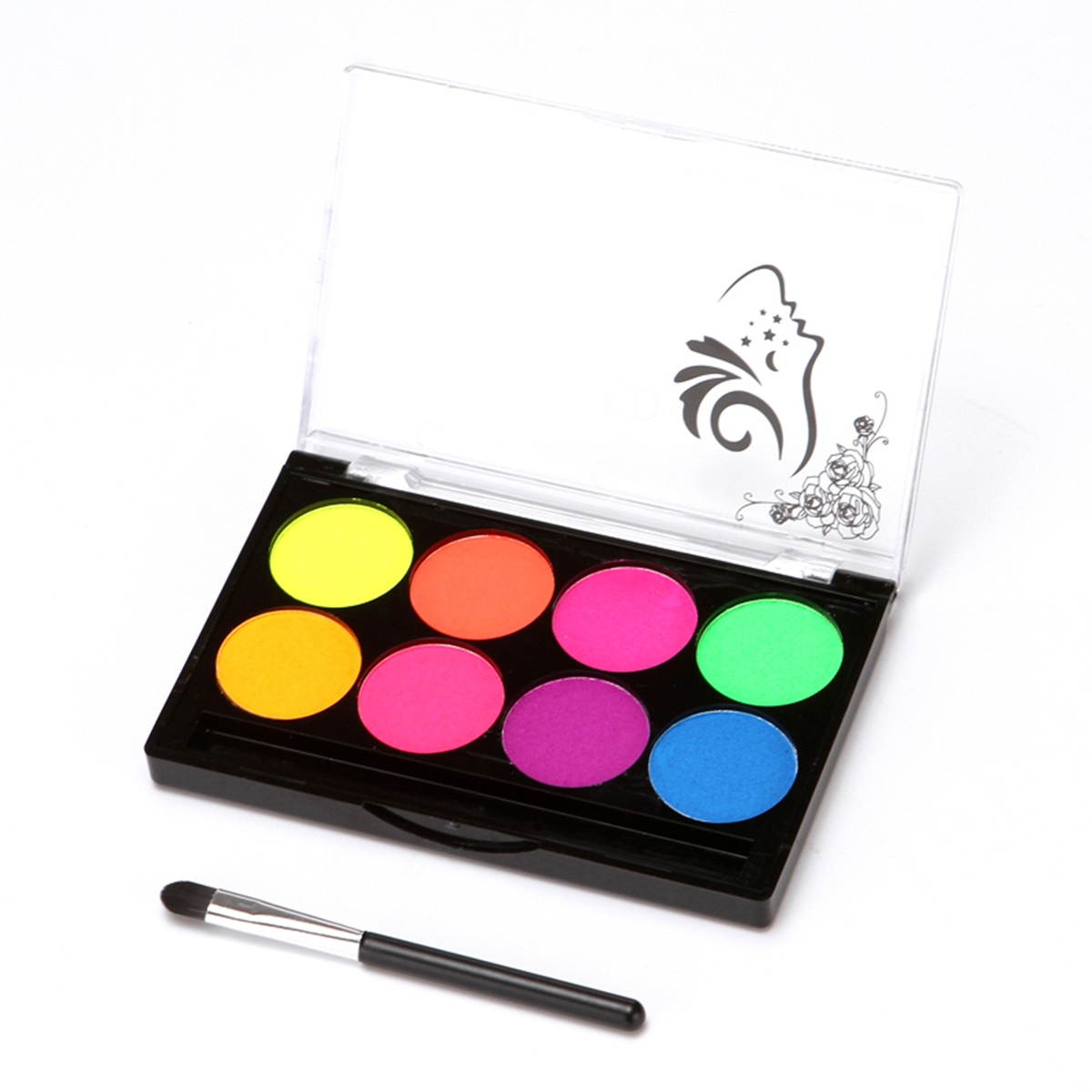 Face Body Painting Kit Professional Water Based Glow Paint 8 Color with 1 Paintbrush Non-Toxic Tasteless for Halloween Costume Makeup Party Performance