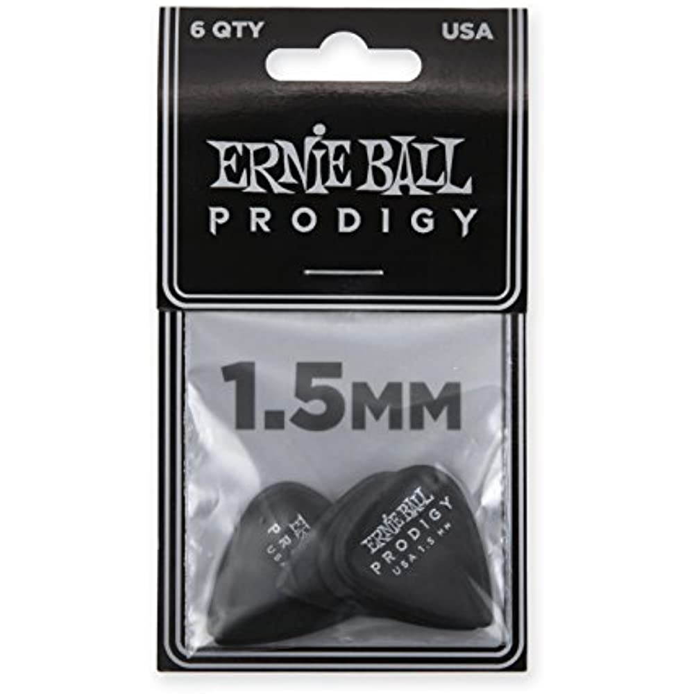 Ernie Ball 9199 Prodigy Picks, Matte Black, 6 Pack, 1.5mm