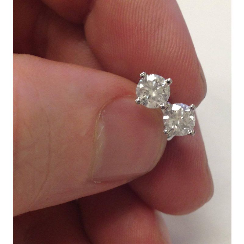 Pompeii3 1.70 cttw 14K White Round Cut Studs Earrings Screw Back