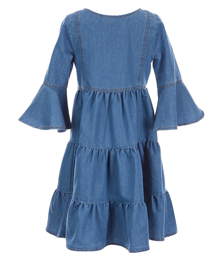 Bonnie Jean Big Girls 7-16 Button Front Tiered Denim Dress