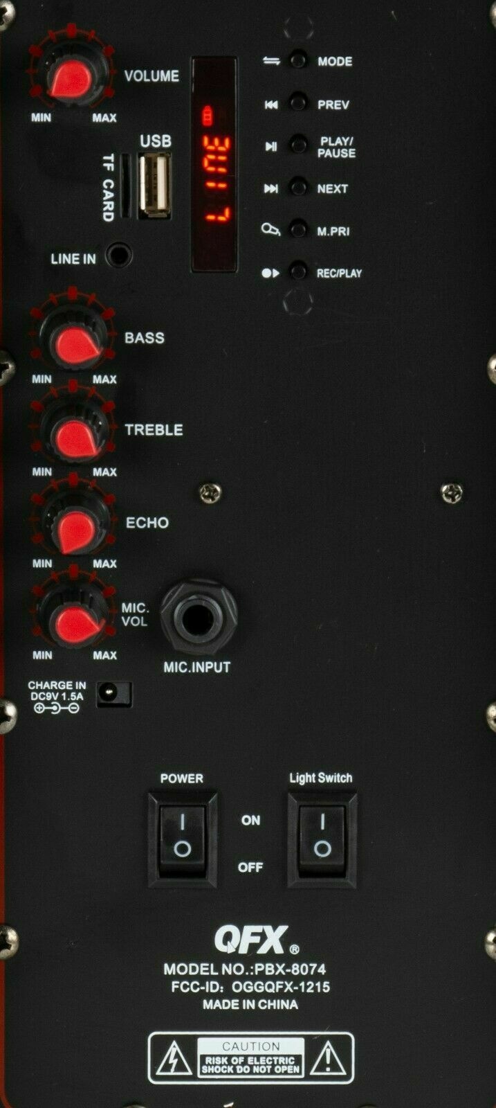 QFX 8-in Portable Party Bluetooth Loudspeaker with Microphone & Remote