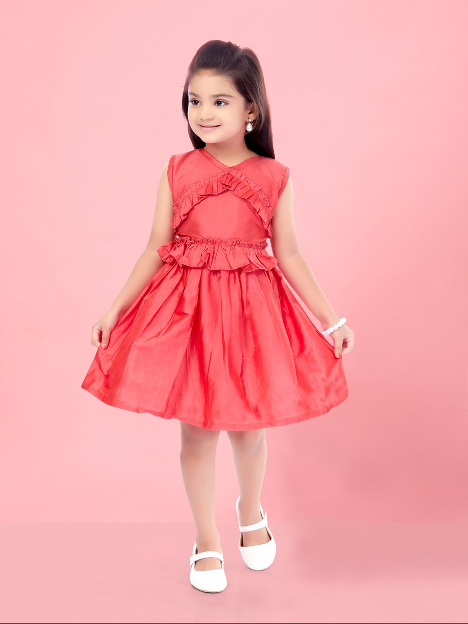Aarika Kids Coral Solid Frock