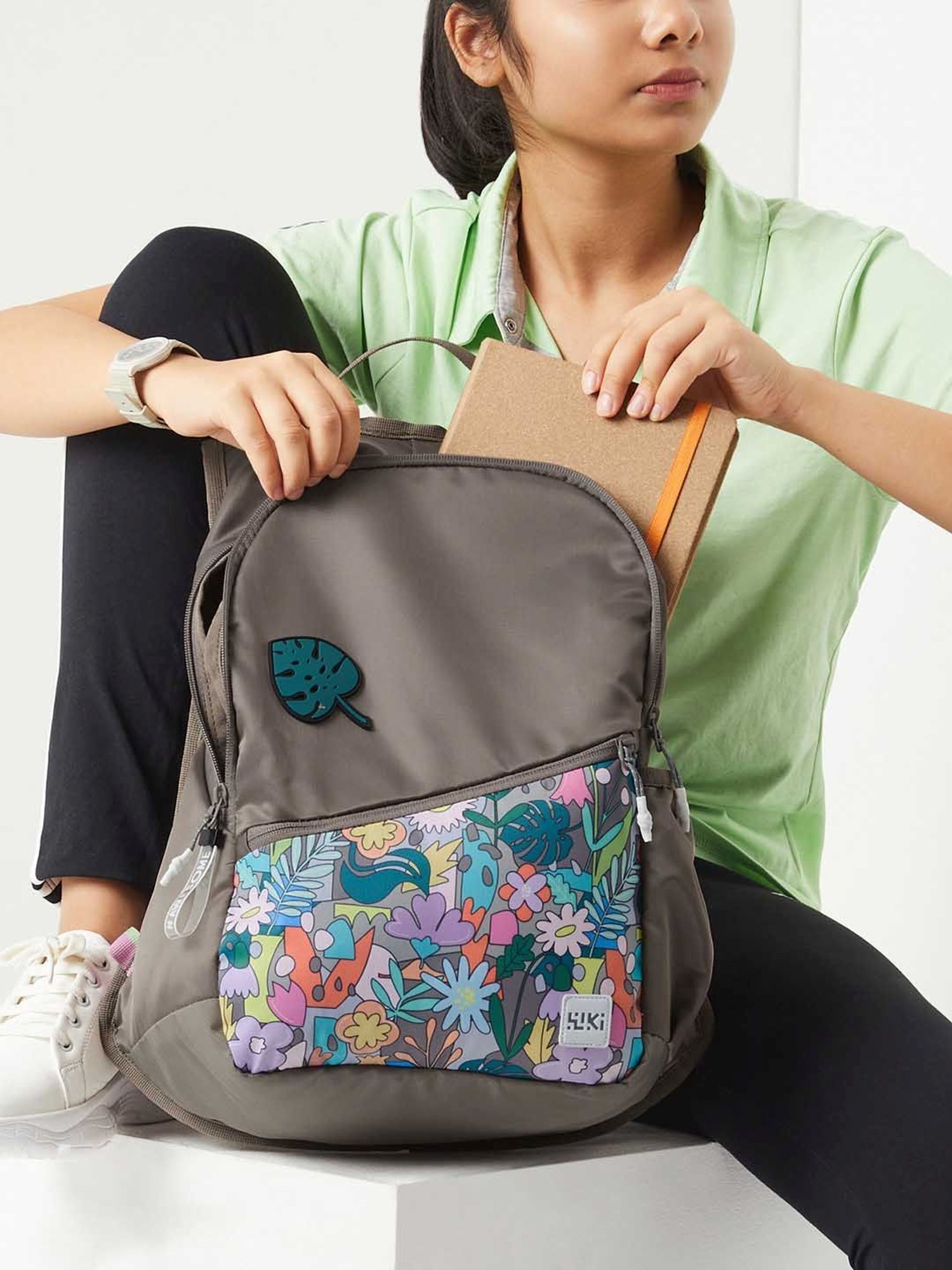 Wiki Back to School Brown Polyester Printed Backpack - 22 Ltrs