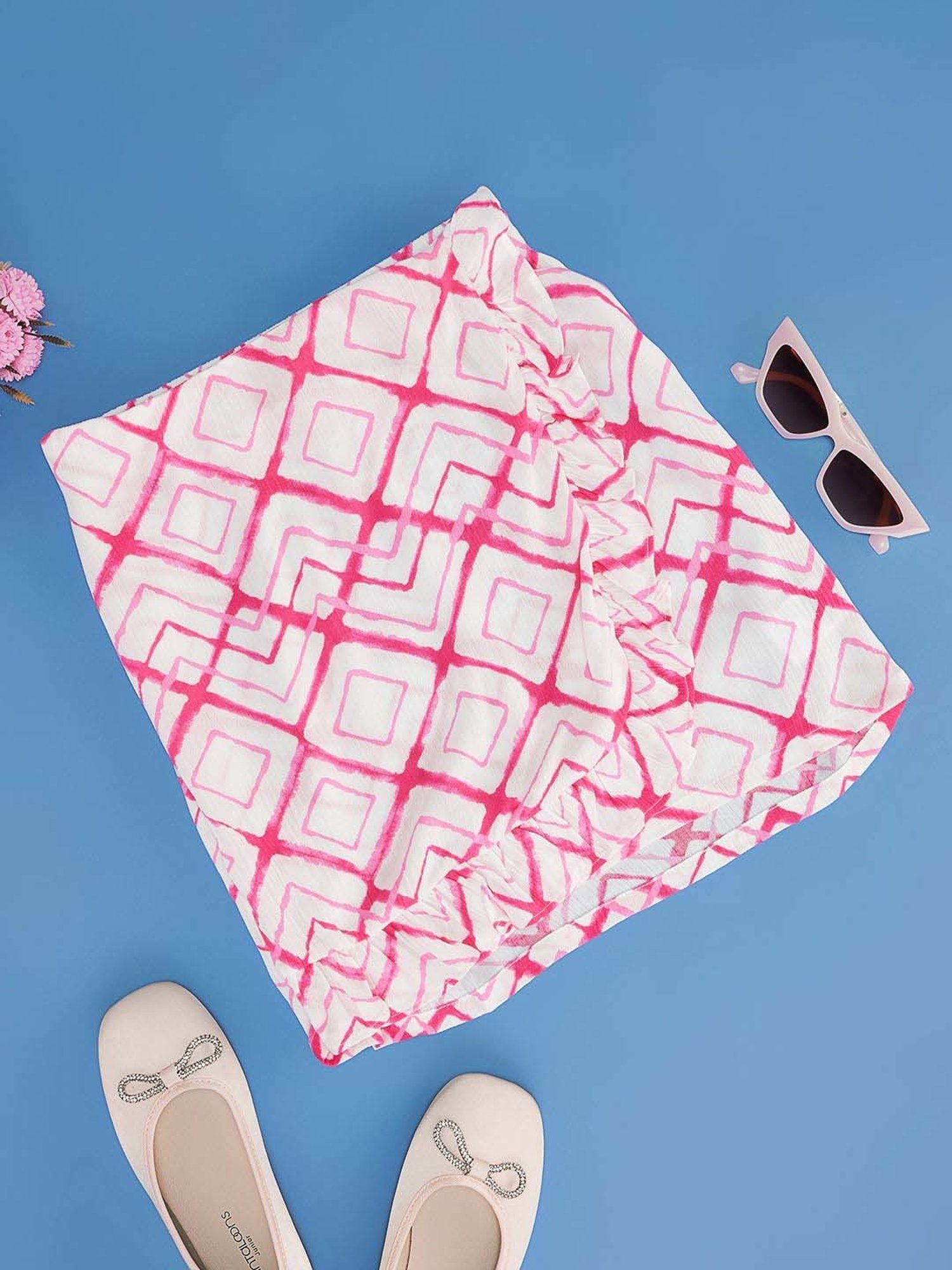 Pantaloons Junior Kids Bright White Comfort Fit Full Sleeves Skirt