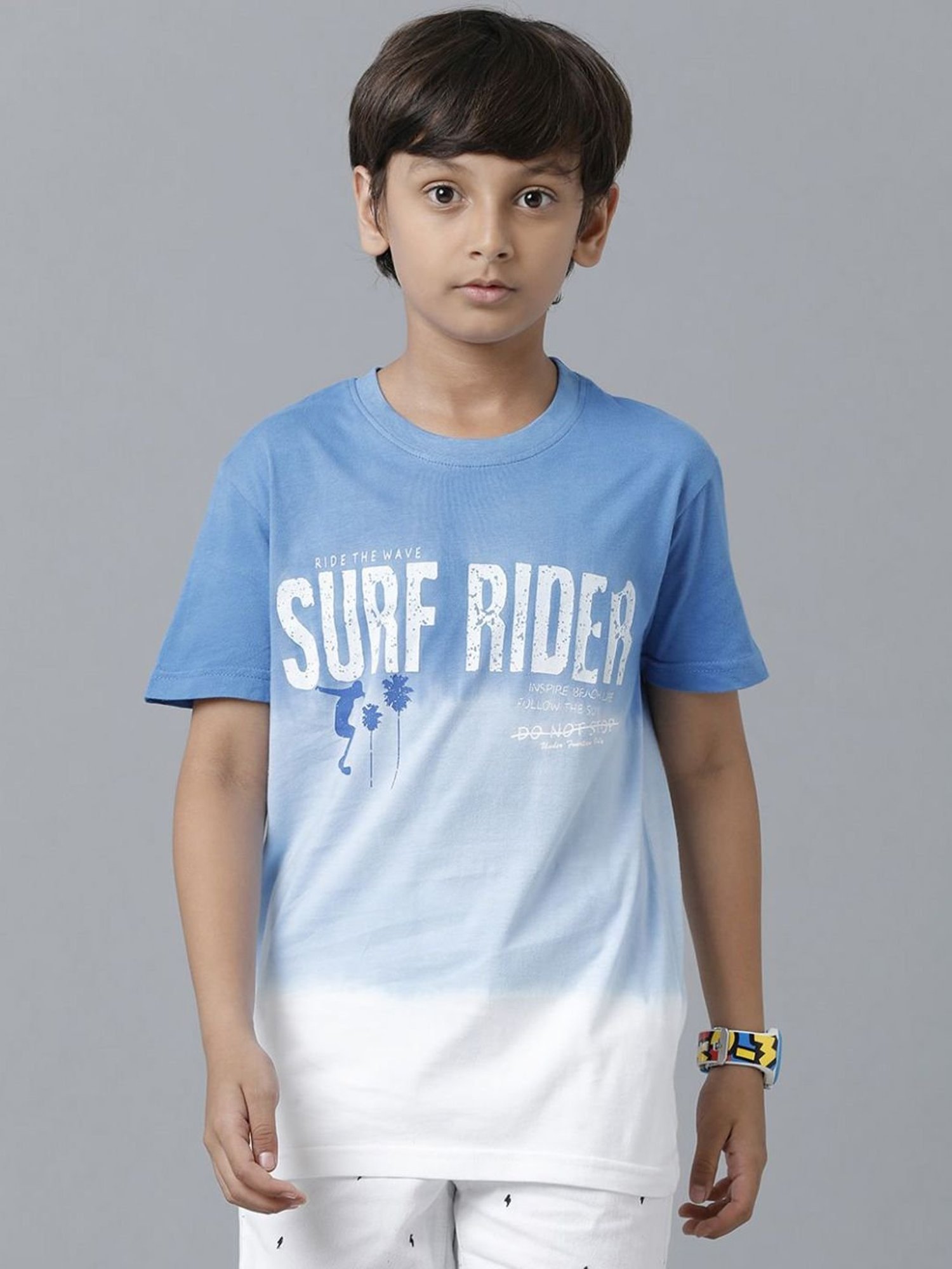 Under Fourteen Only Kids Blue Cotton Printed T-Shirt