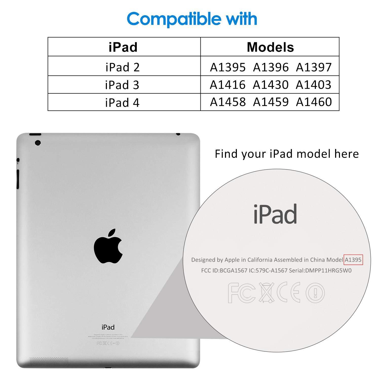 jetech case for apple ipad 2 3 4 (old model) smart cover with auto sleep/wake (black)