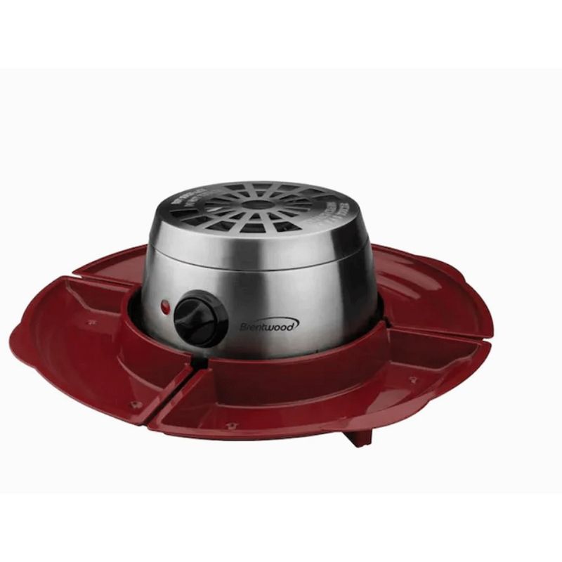 Brentwood Appliances TS603 Indoor Stainless Steel Electric Flameless S'mores Maker with 4 Roasting Forks and 4 Stackable Red Trays