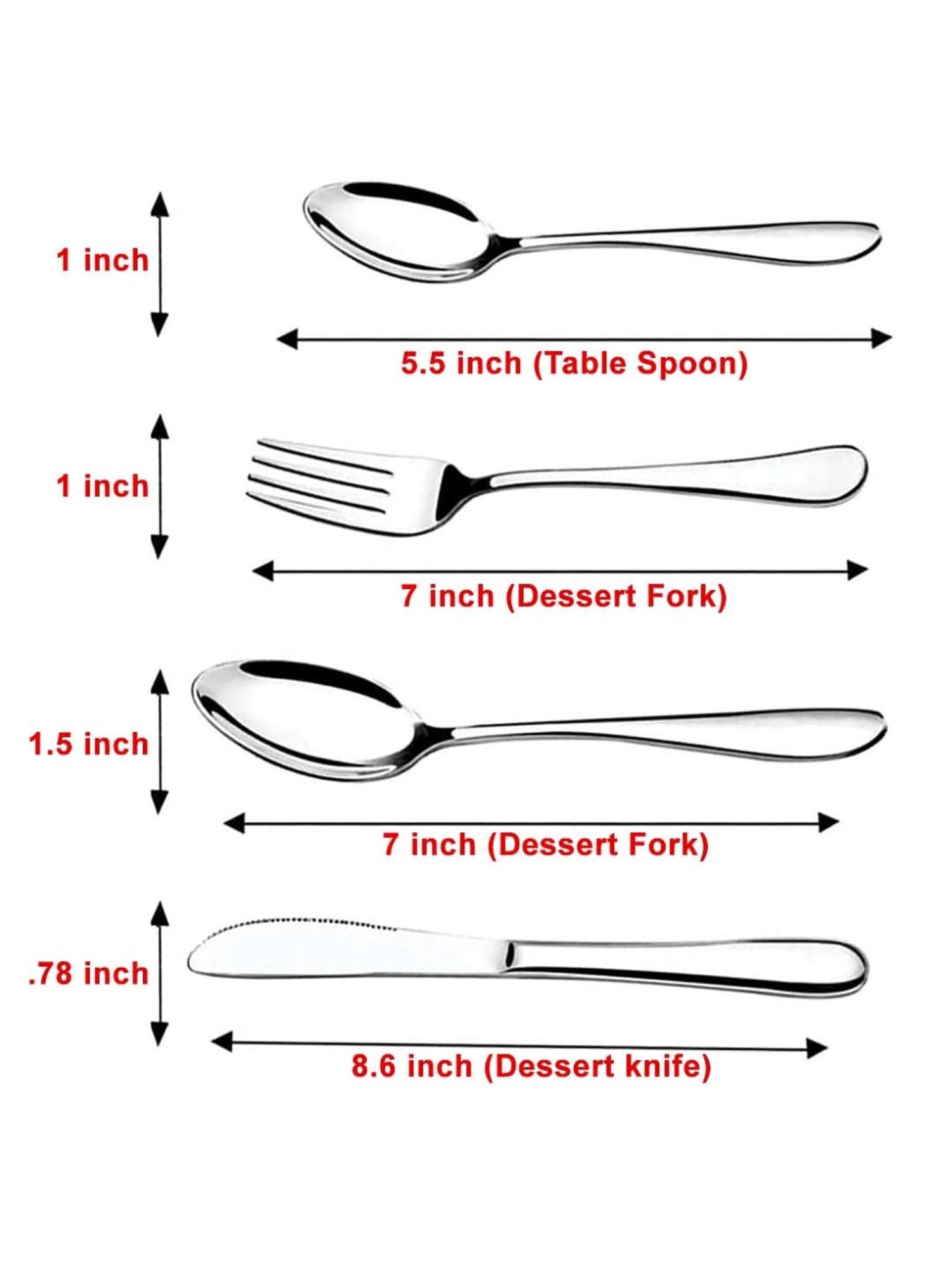 FnS Nile Silver Stainless Steel Cutlery - Set of 24