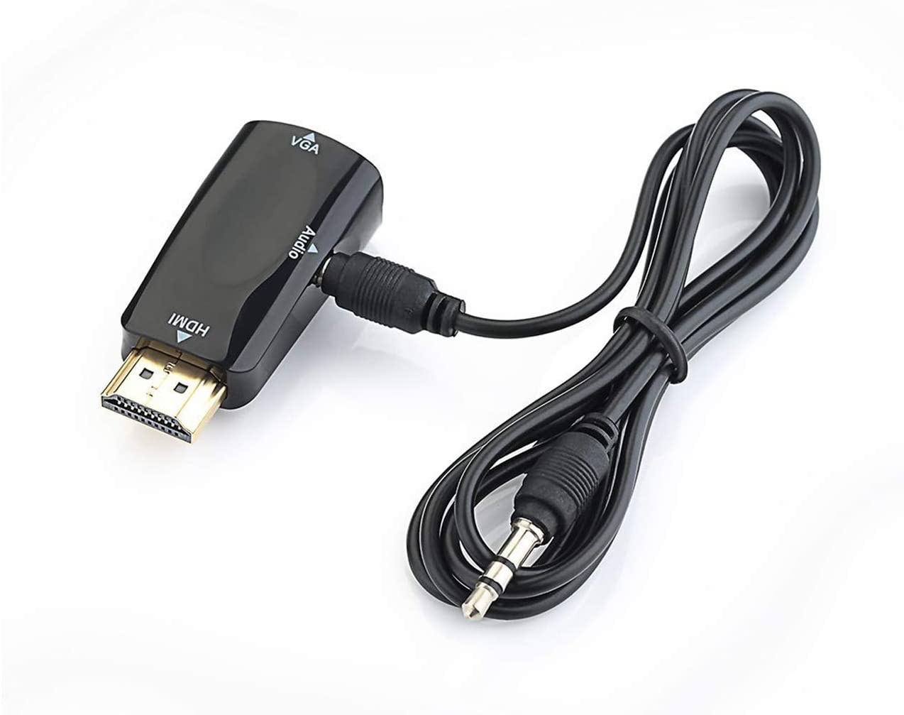 HDMI to VGA 1080P HDMI Male to VGA Female Video Converter Adapter with Audio for PC Laptop HDTV Projectors and Other HDMI Input Devices (Black)