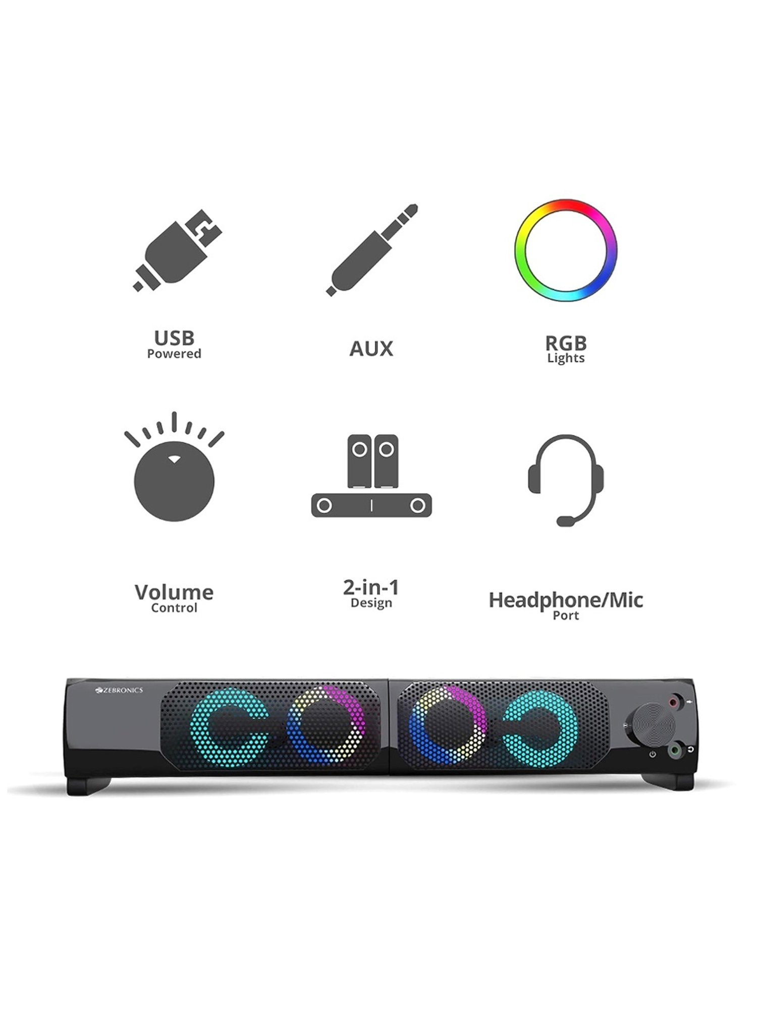 Zebronics Zeb-Wonderbar 10 2.0 Channel 10W Speaker (Black)