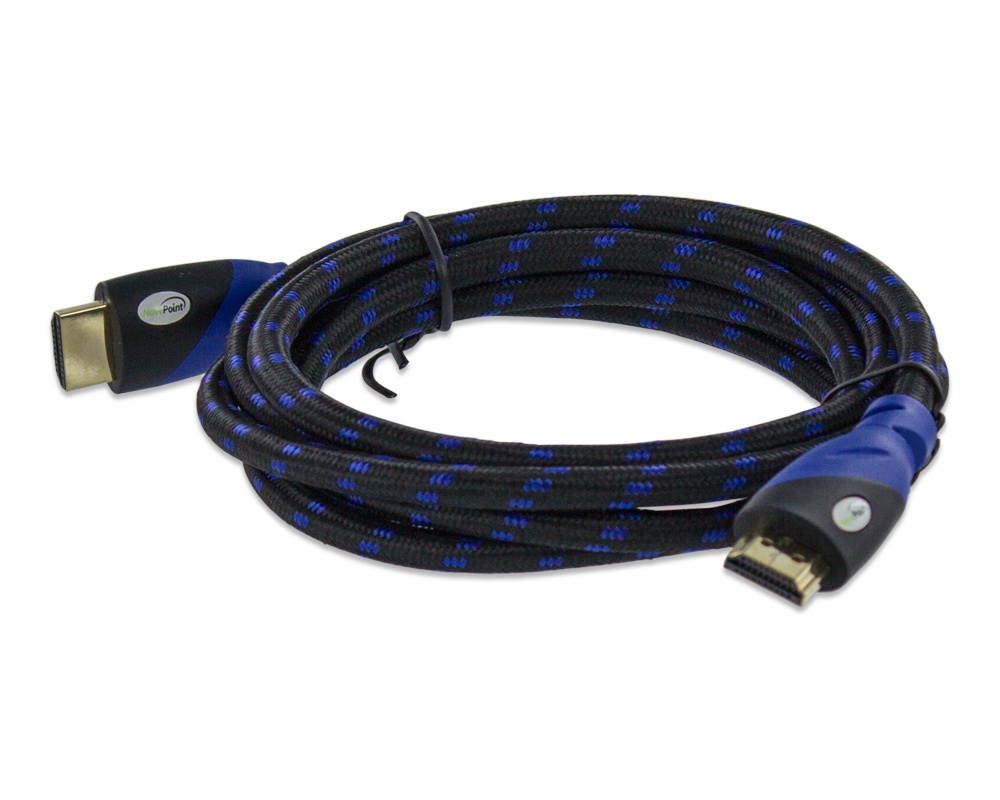 NavePoint HDMI 1.4 Male to Male Cable Black 6 Ft Woven Black 3-pack Blue