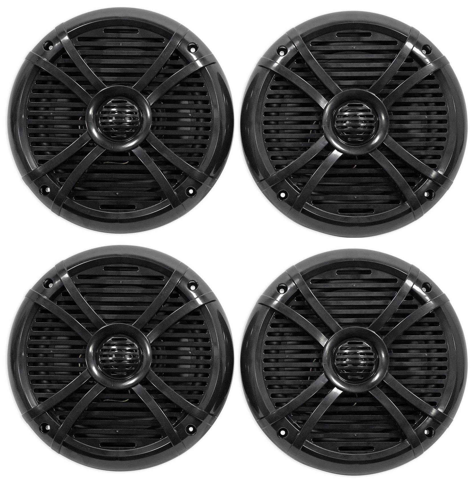 4 rockville rmsts80b 8" 2000 watt waterproof marine boat speakers 2way black