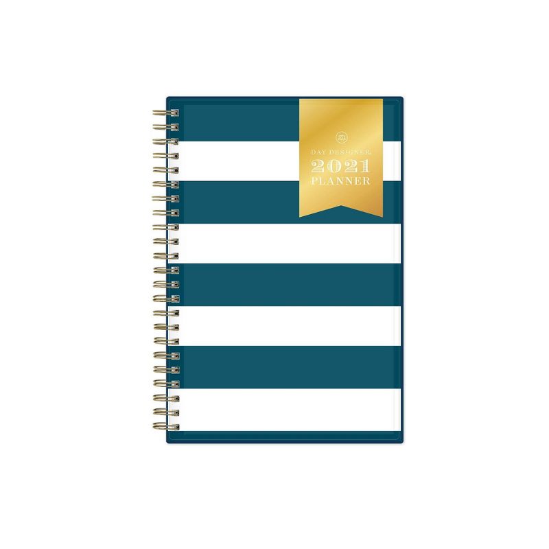 2021 Planner 5" x 8" Clear Pocket Cover Weekly/Monthly Wirebound Navy Stripe - Day Designer