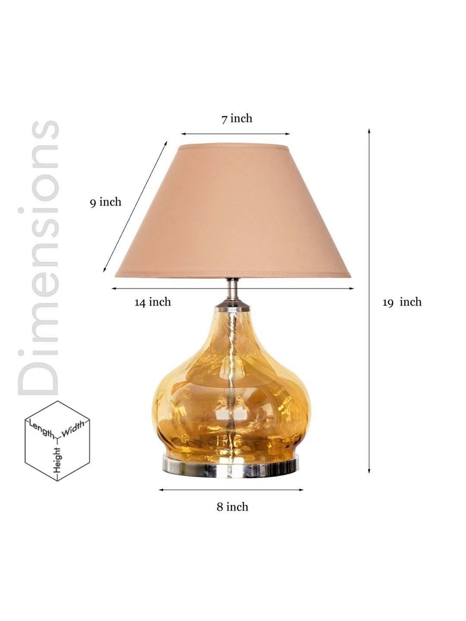 Kapoor Lamp Shades Amber & Nickel Glass Ingram Table Lamp With Cotton Shade