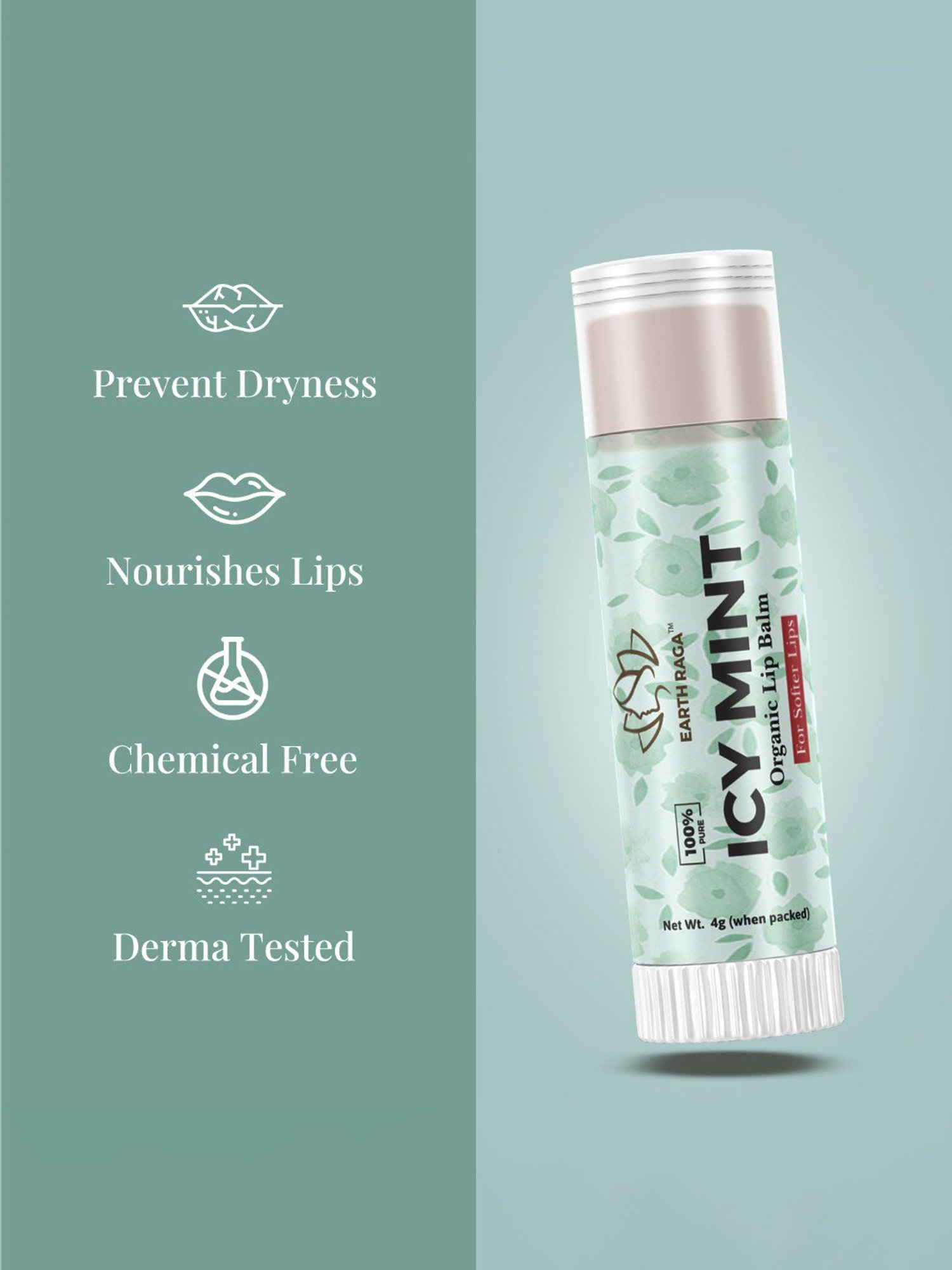 Earthraga Icy Mint Organic Lip Balm - 4 gm