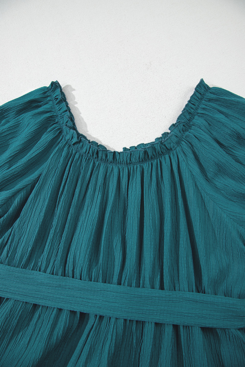 Black Leopard Patchwork Split Neck Ruffle Plus Size Dress