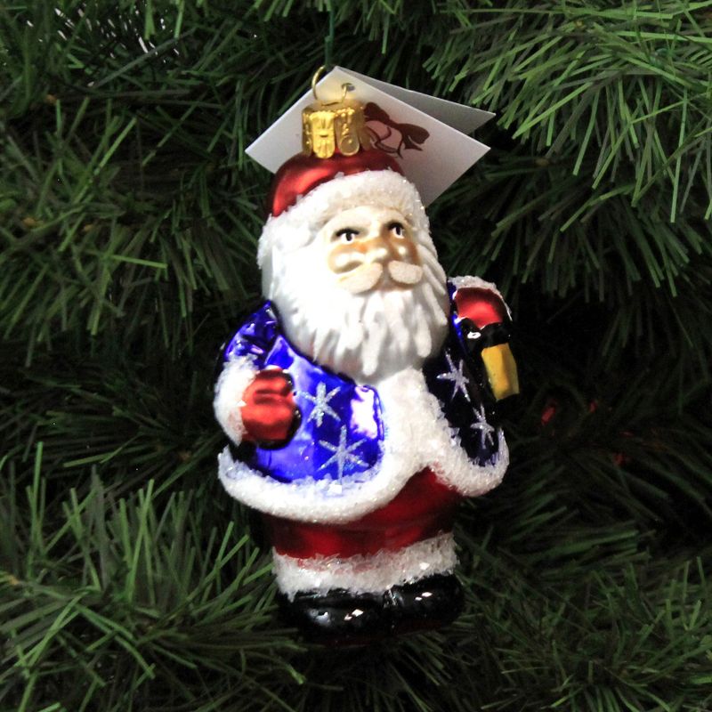 Golden Bell Collection 4.5" Patriotic Santa Ornament Stars And Stripe Christmas  -  Tree Ornaments